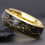 Men's Tungsten Wedding Ring Black Meteorite Golden Leaf 3