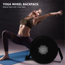 Yoga Wheel Bag Nylon Black Mandala Flower 36x14cm Yoga Circle Bag for Yoga Wheel Large Capacity
