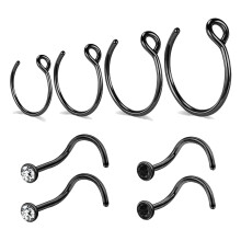 C-Shaped Nose Hoop Ring Set 8 Pieces 20g
