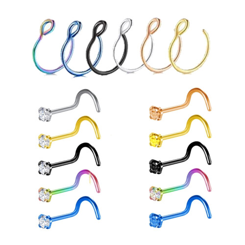 Fake C-Shaped Nose Hoop Ring Set 16 Pcs 20g