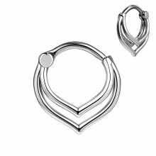 Stainless Steel Double Hoop Nose Ring 16G with Cubic