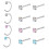 C-Shaped Nose Ring Set with Zirconia 12 pcs 1