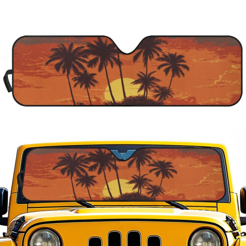 Foldable Windshield Sun Shade for Jeep Wrangler and 1