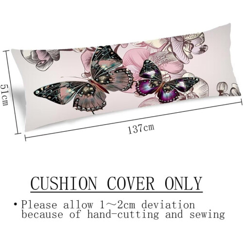 Housse de coussin papillon rose 51 x 137 cm 2