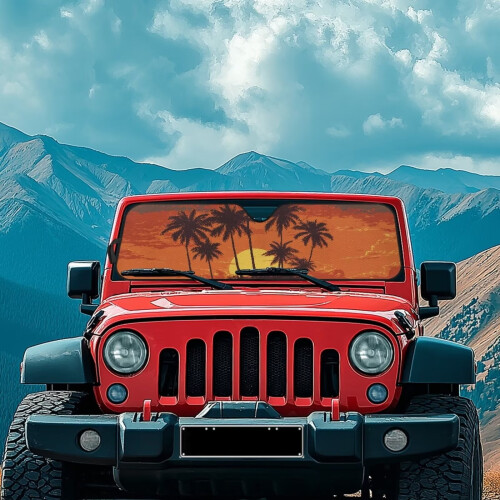 Foldable Windshield Sun Shade for Jeep Wrangler and 2