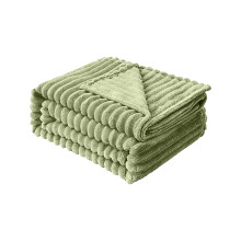 3D Ribbed Jacquard Fleece Throw Blanket Green 16x40 in