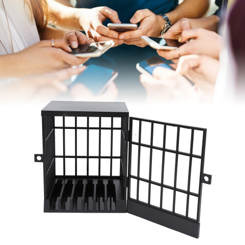 Cassetta di sicurezza portatile nera per cellulari, 6 telefoni, 2 chiavi 1