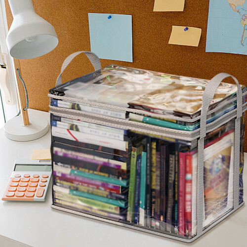 Clear Book Storage Box Transparent Foldable 15.0x9.4x12.6 in 2