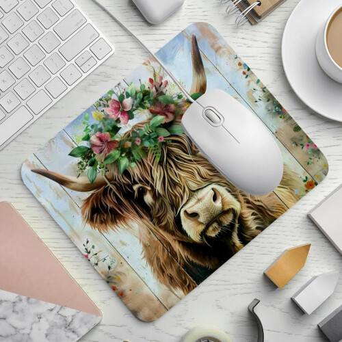 Ποντίκι Farm Highland Cow με στεφάνι 21x25cm 1