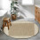Tapis rond vintage marron clair 90 cm, motif Grèce 2