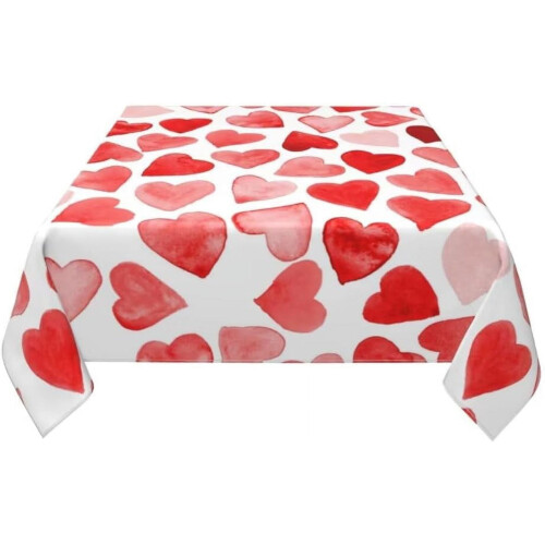 Nappe aquarelle Saint-Valentin 60x60 pouces Cœurs rouges 2
