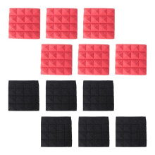 Charcoal Acoustic Foam Tiles Soundproofing Foam Panels Studio Sound Padding 2 x 10 x 10 Inch(Black+Red)