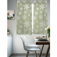 Rideaux voilages vert sauge à flocons de neige blancs, 52 x 72 pouces, à œillets