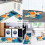 Turquoise Teal Abstract Kitchen Rug Set Blue Orange Runner 5