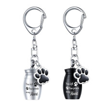 1set/2pcs Alloy Pet Cremation Ashes Keychains - Memorial Keychains for Storing Hair and Cremation Ashes of Loved Pets