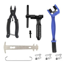 Bike Chain Tool Kit, Chain Breaker & Master Link Pliers, Chain Checker, Cleaning Brush with Quick for 6-10 Speed