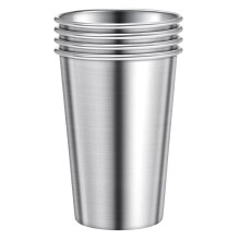 4 Pcs Stainless Steel Pint Cups 500ml Tumblers Pint Camping Cups Drinking Glasses Stackable Metal Cups