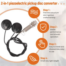 21-INCHES Wire Length 1/4 Inch Output Jack 2 In 1 Piezo Pickup Disc Transducer for Guitar Violin Ukulele Mandolin Banjo Cello(with cover)