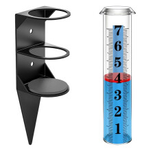 Pluviomètre Extérieur avec Support en Métal, Mesure de Pluie, Facile à Lire avec Flotteur Rouge, pour Jardin