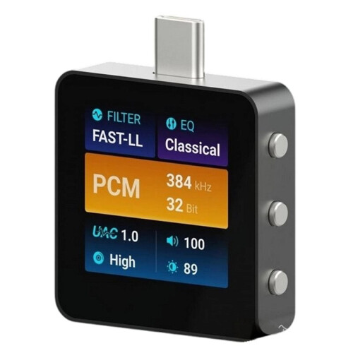 Multi-in-One Type-C to 3.5mm Adapter 1.5- Inch Display HiFi Decoding Headphone Amplifier Small Tail 384kHz CS43131
