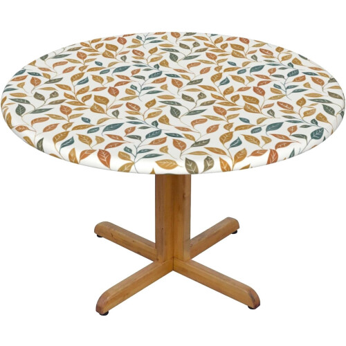 Runde Tischdecke mit Herbstblattmuster, blau-grün-braun, 40-44 1