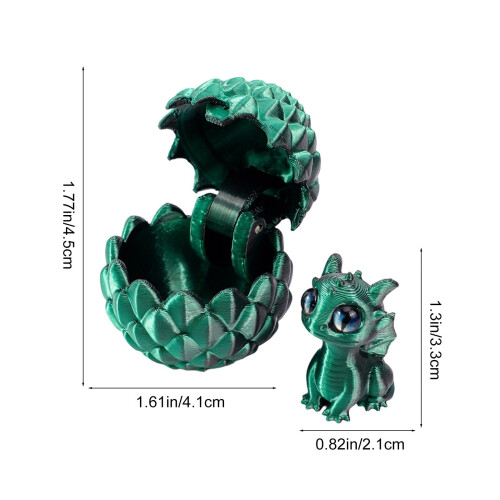 Groen drakenei speelgoed, 3D-geprint, paasverrassing. 2