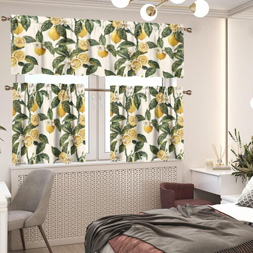 Ensemble de rideaux de cuisine Lemon Tree avec passe-tringle 24 pouces 1