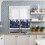 Blue Christmas Kitchen Curtains Set with White Pine and 2