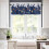 Blue Christmas Kitchen Curtains Set with White Pine and 5