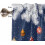 Blue Christmas Kitchen Curtains Set with White Pine and 3