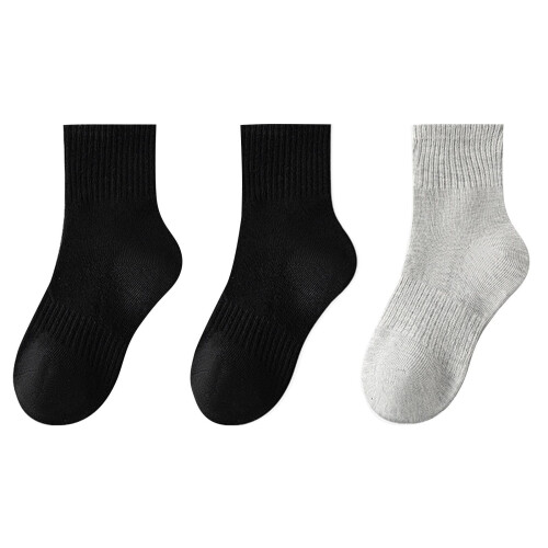 Kinder-Sportsocken aus Baumwolle, 3er-Pack, einfarbig 1