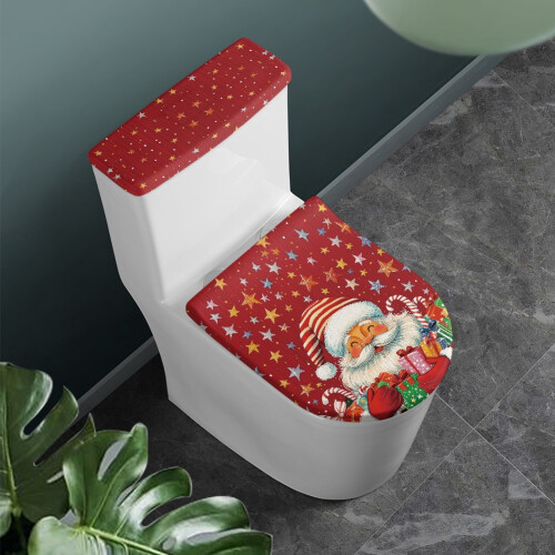 Weihnachtsmann-Toilettensitz und Spülkastendeckel-Set, 2er-Pack, Sterne 1