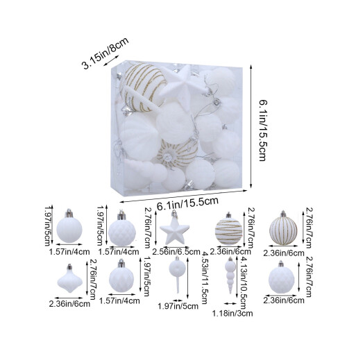 Velvet Christmas Balls White 24 PCS Shatterproof Tree 2