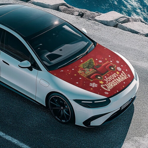 Christmas Car Hood Cover – Elastic Fabric Protector for 2