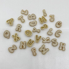 Bubble Letter Necklace 18K Gold Plated Initial Pendant