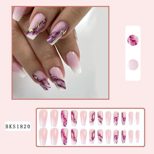 Faux ongles à pression dégradés violets (24 pièces) 1