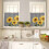 Sunflower Kitchen Curtains Set Black White Buffalo Plaid 4