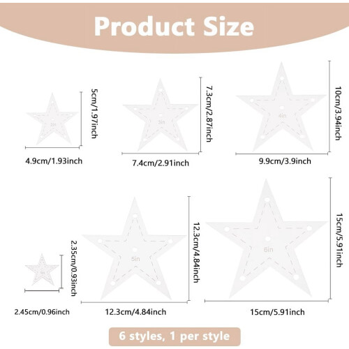Acrylic Star Template Clear 6 Styles 6 Pcs 1