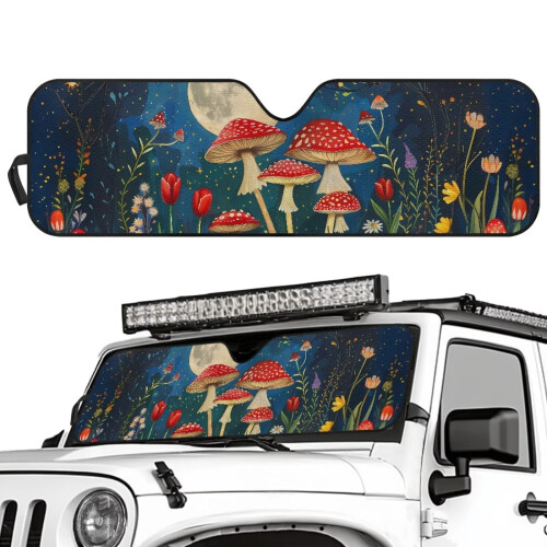 Floral Mushroom Windshield Sunshade for Jeep Wrangler 1