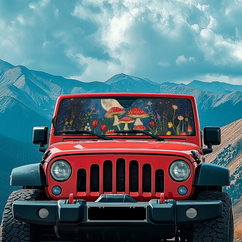 Floral Mushroom Windshield Sunshade for Jeep Wrangler 2