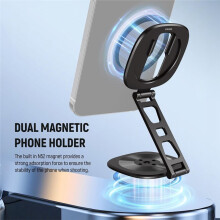 Dual Magnetic Phone Ring Holder, Foldable Magnet Cell Phone Grip Stand for Phone