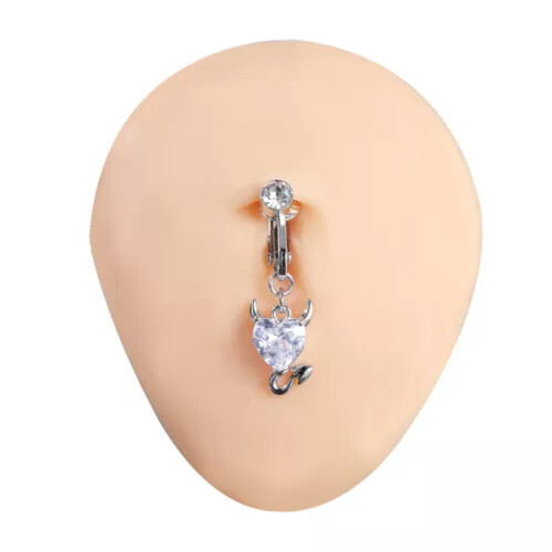 Fake Belly Button Ring Non-Piercing CZ Dangle Navel Jewelry 2