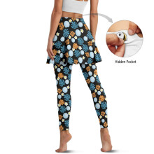 Women's Yoga Skirt with Leggings - Monstera Leaf Design,