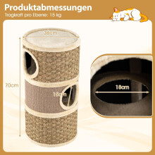Kattentoren met sisal, zeegras, 3 schuilplaatsen, Ø 36 cm