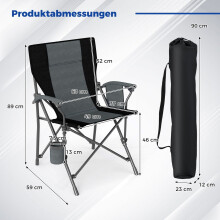 Opvouwbare campingstoel met bekerhouder, draagvermogen 160 kg