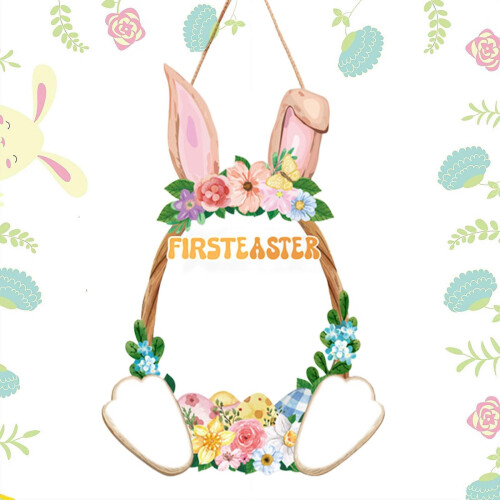 Wooden Easter Door Wreath Rabbit Design 1 Piece 1
