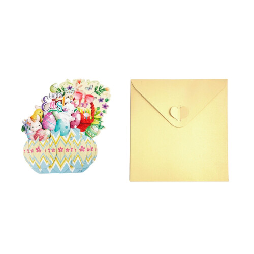 Easter Pop Up Card with Golden Envelope and 3D Bunny Chick 1