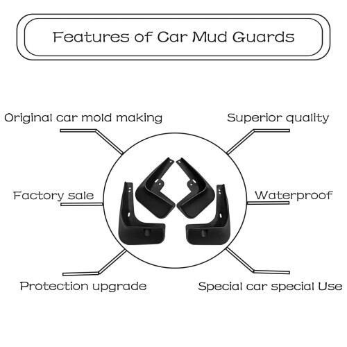 Mud Guards for Hyundai Elantra 2011–2015 Black 4-Piece 2