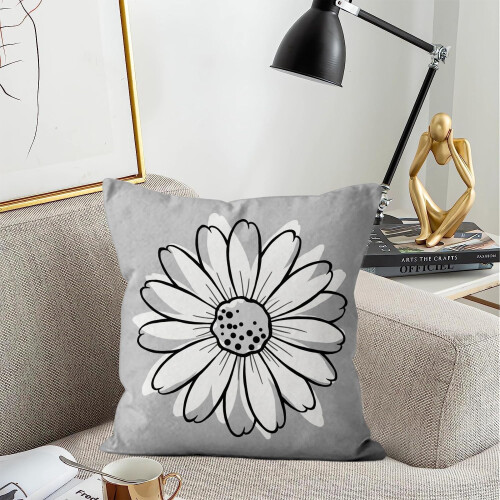 Housses de coussin Daisy grises et blanches 40 x 40 cm (lot de 2) 2