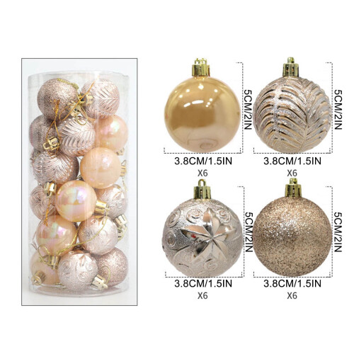24Pcs 1.5 Inch Mini Christmas Balls Beige 2